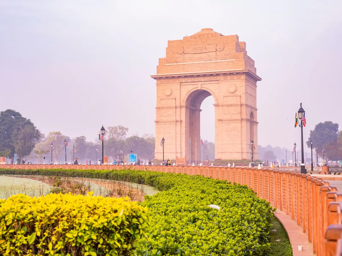 India Gate in Delhi in warm evening light